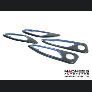 Alfa Romeo Giulia Internal Door Handle Frame Trim Set - Carbon Fiber - Blue Candy